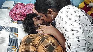 Long lip lock with step sister in bedroom