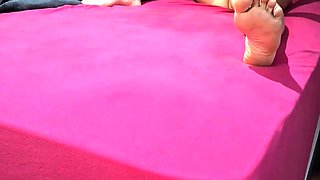 The rubdown commenced and she stuck to my cock.