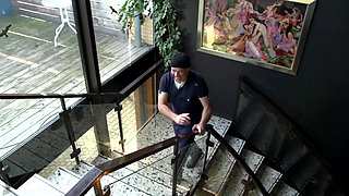 Two hot MILFS in action. One in the office and the other one in the kitchen of the restaurant 2 scenes in 1