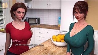 Hot brunette babe enjoys the summer heat in an erotic visual novel game