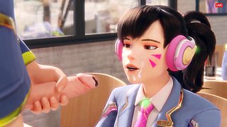Sensational 3D compilation: Overwatch's Dva gives a mind-blowing blowjob in an uncensored hentai threesome