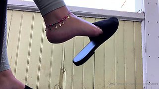 Slutty girl foot fetish with masturbation