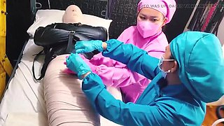 Nurse DominaFireOfficial Mummifies Patient & Fingers His Cock Sounding For Cum - Medical BDSM Bondage