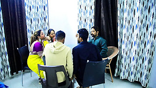 Desi Office Orgy with Indian Bhabhi and Teen Girls - Anal, Blowjob & Doggy Style Group Sex