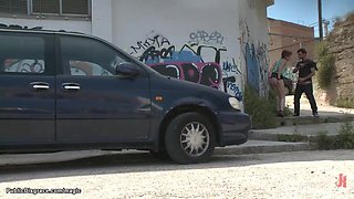 European redhead humiliated in public