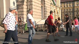 Chesty platinum-blonde Romanian stunner public drilled (Steve Holmes, Alice Romain)