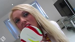 A Spitroast Lesson For The Platinum Blonde Beauty