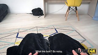 Hunt4k. russian sapphic slut was caught and fucked by her landlord and her girlfriend was witnessing