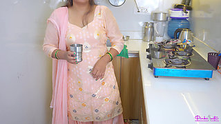 Stepmother Gives Offer for Fuck Hard to Stepson in Kitchen with Dirty Hindi Talk and He Cum in Her Sexy Pussy