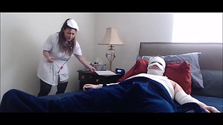 Nurse with big tits and big ass riding on cock