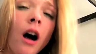 Naughty blonde teen slut enjoying hardcore gang banging fun