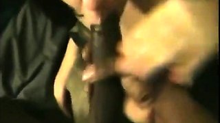 She swallows a big load from a huge black cock