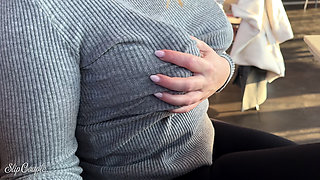 Horny Girl Plays with Cock in Fast Food Restaurant - Risky Blowjob