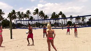 Striking babes get picked up at the beach and fucked hard by the pool