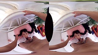 Delightful Japanese teen beauty horny VR video