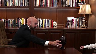 Sexy suited DILF barebacks cute twink