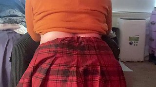 Horny amateur granny in stockings toys around with her ass