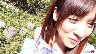 Petite Japanese Step-sister Seduce to Defloration Outdoor Fuck While Holiday Trip in Uncensored JAV Porn