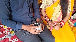 Indian Stepson Fucks Horny MILF Aunty in Kitchen - Blowjob and Creamy Cum in Mouth