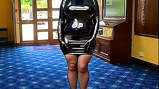 Shiny PVC Skirt High heel Golf Club Entrance Slut Walk inPVC