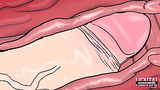 Full uncensored animation of a super cute sandy-haired girl with big tits and a nice ass experiencing first-time sex