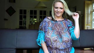 Big Boobed Blonde Masturbates With A Dildo In The Bathroom