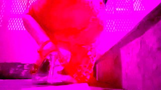 italian red-hot Cougar Artemisia Love showcasing her long gams outdoor dressed in wonderful undergarments and high high-heeled shoes while smoking a ciggy