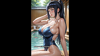 Hinata Hyuga hot busty video in the sauna.