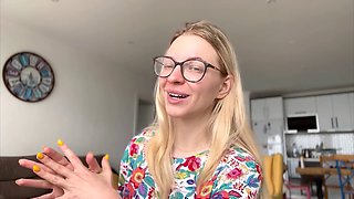 Platinum-blonde, dominant woman, podcast