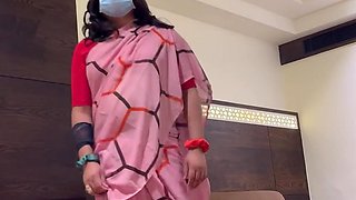 Indian Sissy Femboy Crossdresser Jessica Striping Saree and Ambling in Mind-blowing gams
