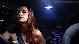 Redhead Teen Fanny Squirting in Risky Car Handjob - Public Outdoor Masturbating