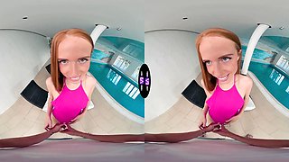 Chesty babe teases and nails fortunate guy by the pool - tmwvrnet