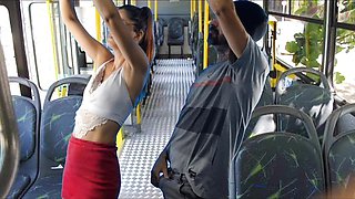 Student taking pervert's thigh on the bus