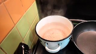 JuliaCrown - Cook disgust food pasta for slave