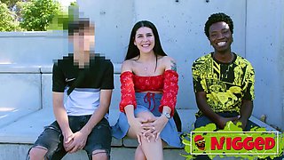 Black dude gets rough with a latina Paola White while her BF gets cucked