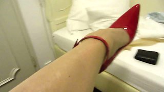 striking the heels in a baroque hotel room