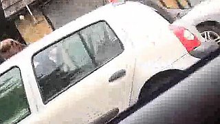 Amateur exhibitionist masturbating in a car