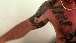 Ebony girl showers her big ass amp masturbating