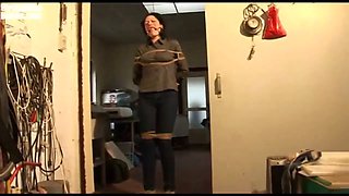 Steffi Dangling on Rope Tightly Ballgagged