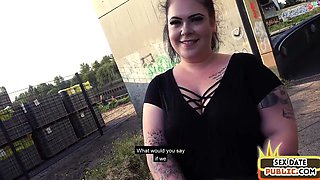 FATTY public lady with tattoos pounded outdoor by love making date