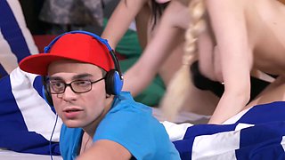 Anie Darling and Angel Wicky seduce their teen girlfriend in hot porn clip