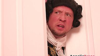 Busty trans princess Aubrey Kate sucked off and anal reamed