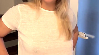 Going to Frankfurt Now Without a Bra and with a Sheer Top