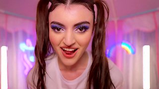 Pigtailed bimbo Julia James gets fucked with her panties on