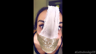 Latina Gagged with Panties and Taped with a Wrap Gag!