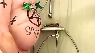 Satan slave is ready for his Piss Enema sacrifice