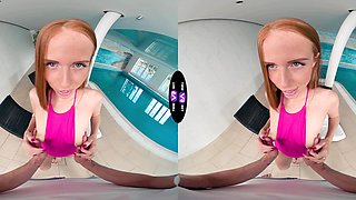 Redhead beauty Holly Molly rides a big cock in vr
