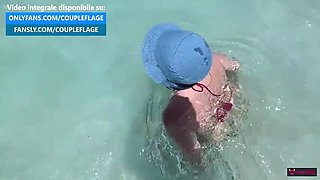 Amateur Italian Redhead MILF Gives Public Blowjob to Stranger on Beach