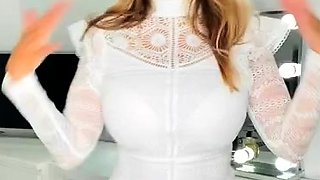 Sexy Blonde Babe With Big Boobs Strips Bra