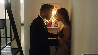 Skinny Izzy Lush moaning with cock in her pussy